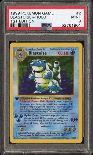 1999 POKEMON GAME #2 BLASTOISE-HOLO 1ST EDITION PSA 9 - 801