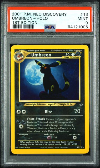 2001 POKEMON NEO DISCOVERY #13 UMBREON-HOLO 1ST EDITION PSA 9 - 005