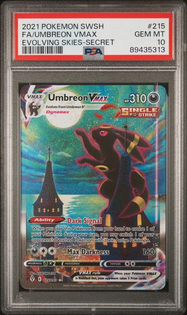2021 POKEMON SWORD & SHIELD EVOLVING SKIES #215 FA/UMBREON VMAX -SECRET PSA 10 - 313