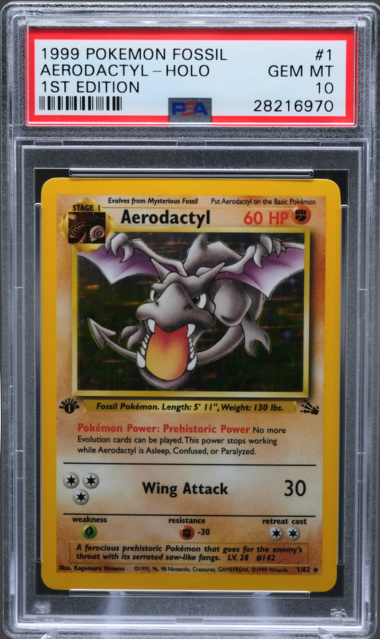 1999 POKEMON FOSSIL #1 AERODACTYL-HOLO 1ST EDITION PSA 10 - 970