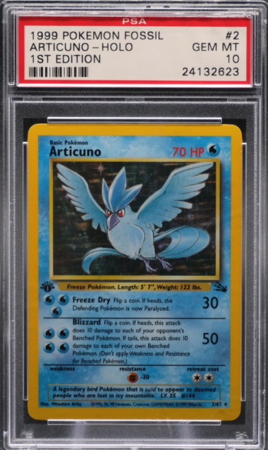 1999 POKEMON FOSSIL #2 ARTICUNO-HOLO 1ST EDITION PSA 10 - 623