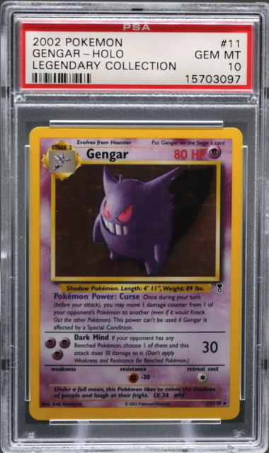 2002 POKEMON LEGENDARY COLLECTION #11 GENGAR-HOLO PSA 10 - 097