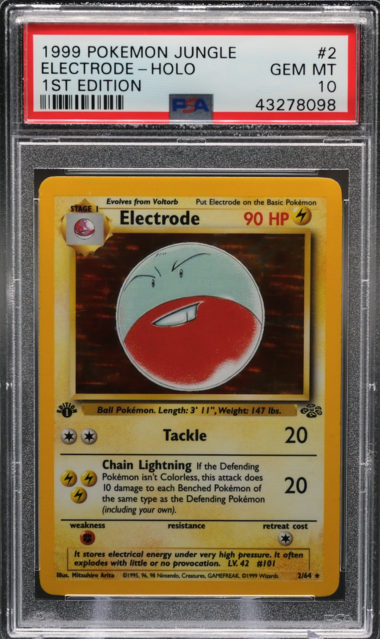 1999 POKEMON JUNGLE #2 ELECTRODE-HOLO 1ST EDITION PSA 10 - 098