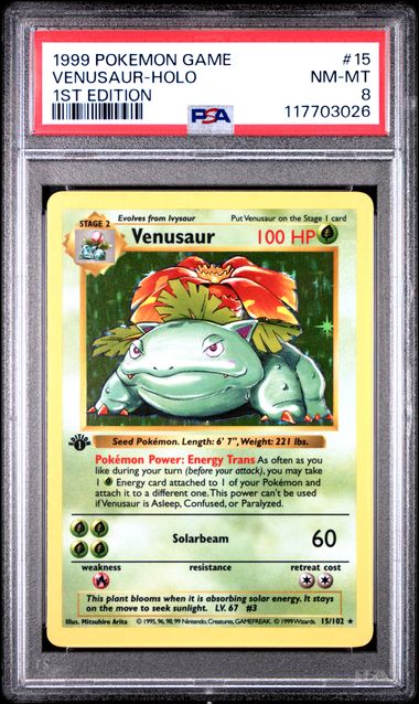 1999 POKEMON GAME #15 VENUSAUR-HOLO 1ST EDITION PSA 8 - 026