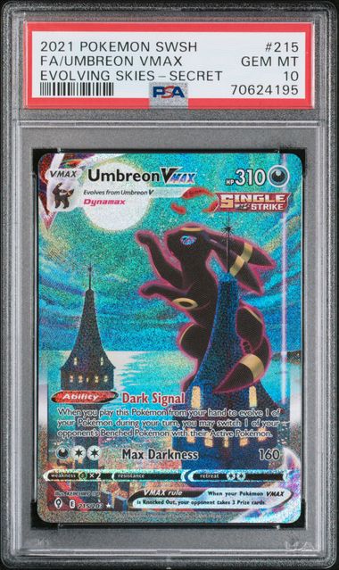 2021 POKEMON SWORD & SHIELD EVOLVING SKIES #215 FA/UMBREON VMAX -SECRET PSA 10 - 195