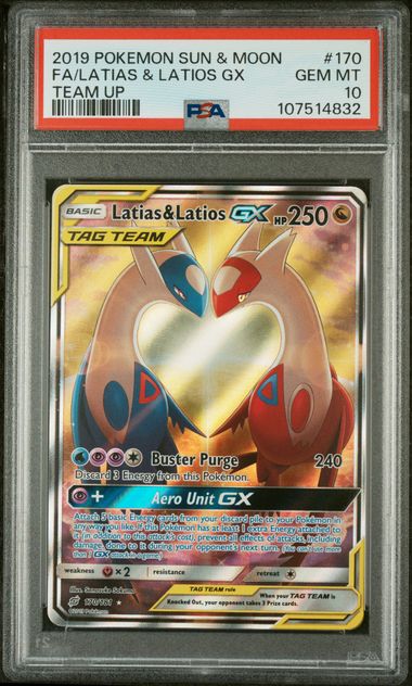 2019 POKEMON SUN & MOON TEAM UP #170 FA/LATIAS & LATIOS GX PSA 10 - 832